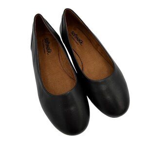 Soft walk Women's Black Leather Comfortable Ballet Flats 7.5 Wide
